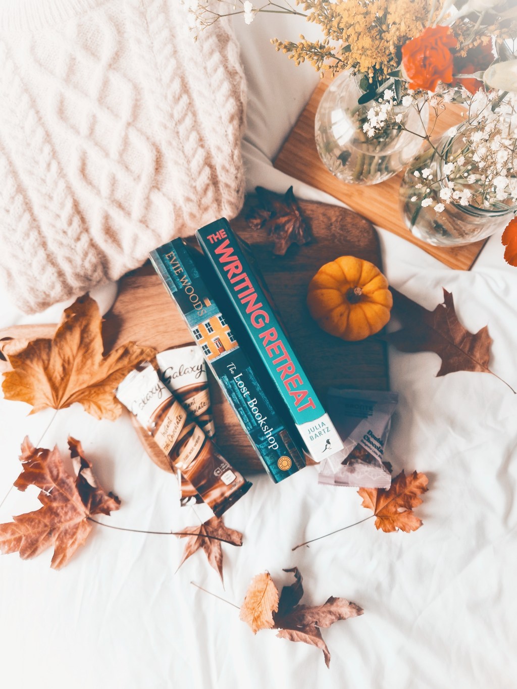 Books on a wooden board